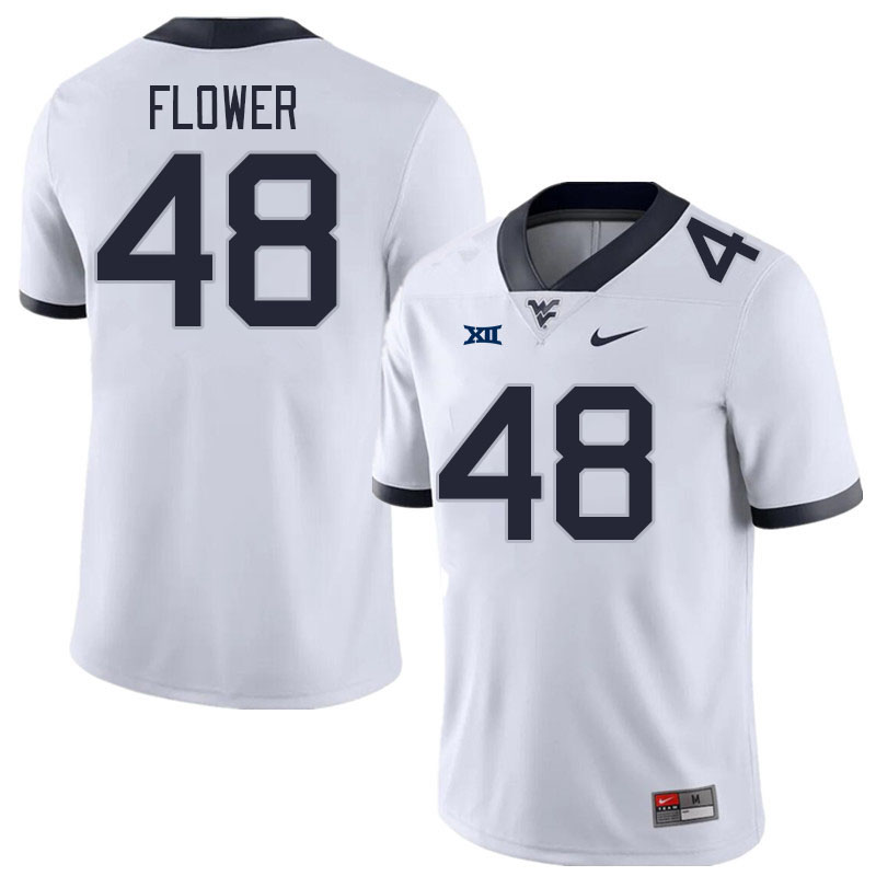 Men #48 Nate Flower West Virginia Mountaineers College Football Jerseys Stitched Sale-White